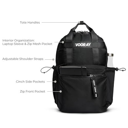 VOORAY 19L Katie Backpack, Large - Travel, Gym & Sports Backpack - color: Matte Black