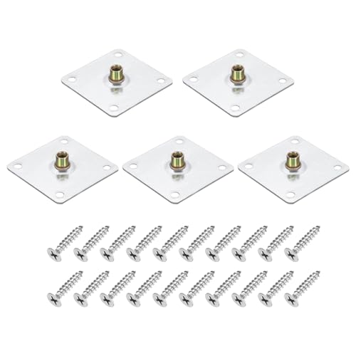 uxcell 5Pcs M8 Brad Hole t Nut, 70mm/2.8inch Square Base Weld Nuts Flange Insert Female Thread with Mounting Screws for Wood Furniture - size: M8