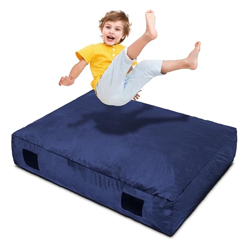 Homewell Crash Pad – Soft Velvet Cover Sensory Crash Pad for Kids with Durable Shock-Absorbing Foam, Machine Washable Cover, Ultimate Comfort and Safety for Kids, Adults and Pets - color: Blue