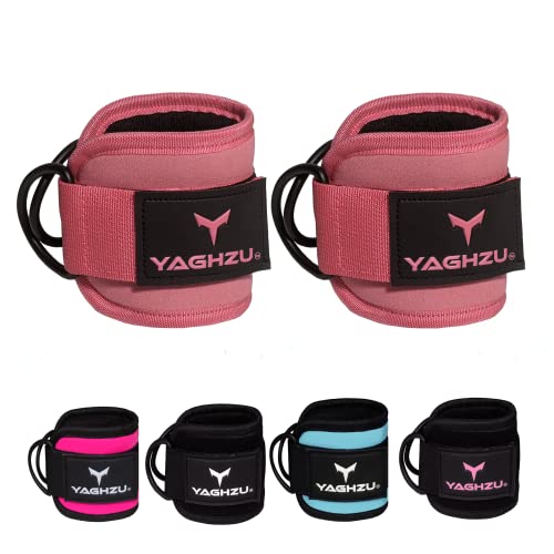 Adjustable Gym Ankle Straps for Cable Machines Women & Men, Glute Kickbacks | Neoprene padded gym ankle cuffs, steel D-ring, Adjustable fit for hip abduction, leg workouts & extensions - color: Solid Pink, size: Pair