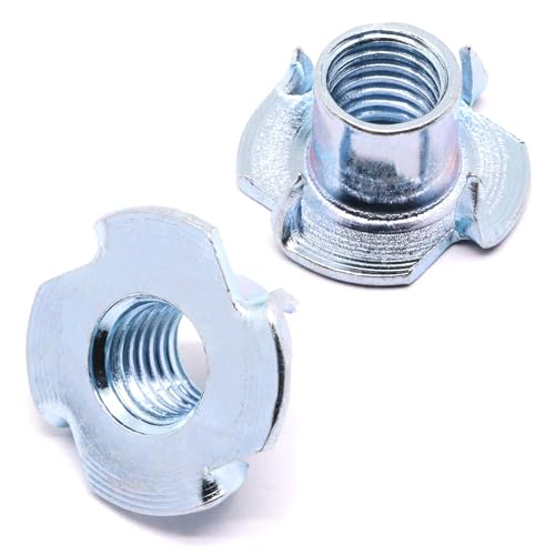 M10 T Nuts 80Pcs Threaded Inserts T-Nuts, Zinc-Plated Steel 4 Pronged Tee Nut for Wood, Rock Climbing Holds Cabinetry - size: M10(80Pcs)