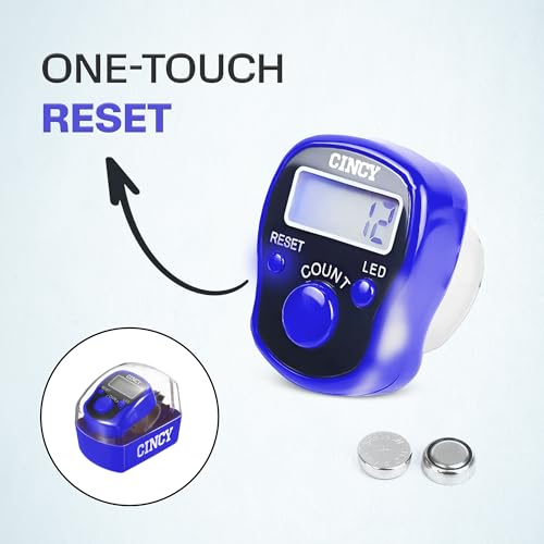 CINCY Clicker Counter with LED for Day & Night Use - Instant Reset, Accurate & Quiet, Long Battery Life - for People, Laps, Pitch, Golf, Baseball, Fish Counting, for Prayer, Everyday Prayer – 1 Pack - color: Blue