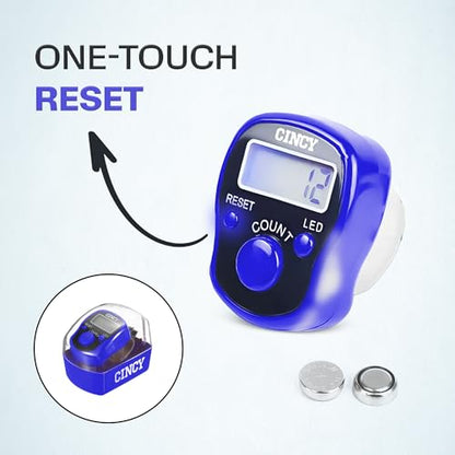 CINCY Clicker Counter with LED for Day & Night Use - Instant Reset, Accurate & Quiet, Long Battery Life - for People, Laps, Pitch, Golf, Baseball, Fish Counting, for Prayer, Everyday Prayer – 1 Pack - color: Blue