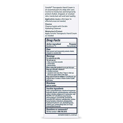 CeraVe Therapeutic Hand Cream for Dry Cracked Hands With Hyaluronic Acid and Niacinamide,Fragrance Free 3 Ounce,(Pack of 2) - size: 3 Ounce (Pack of 2)
