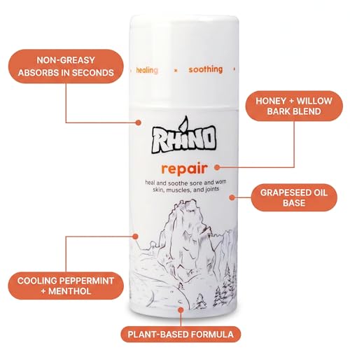 Rhino Skin Solutions Repair Cream Made for Your Adventure, Hand Repair Cream for Dry Cracked Hands, Non Greasy Hand Lotion with Honey and Tea Tree for Athletes and Workers, Made in USA (8 oz) - size: 8 Ounce (Pack of 1)
