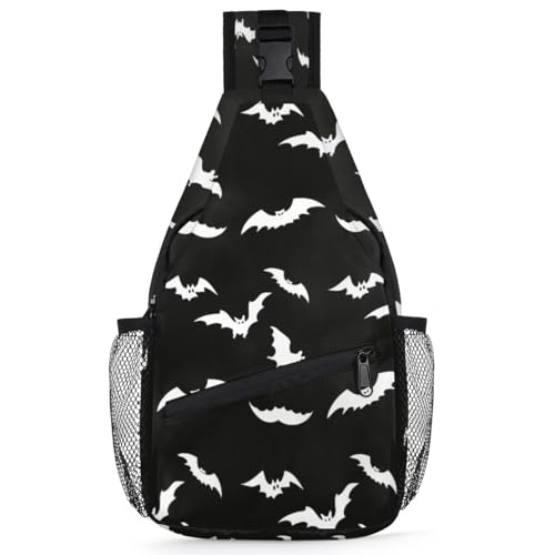 Bat Black White Beautiful Sling Backpack for Women Men Waterproof Antitheft Chest Bag Lightweight Travel Crossbody Shoulder Bag for Shopping Outdoor Leisure Sports Mountaineering Riding - color: Backpack26