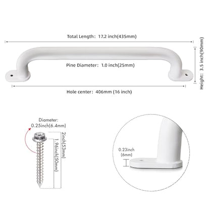 17 Inch White Playground Handles Indoor Kids Monkey Bar Ladders 6Pcs | Heavy Duty Solid Metal, Non-Slip Matte White Powder Coating, Comfy Secure Hand Grips for Playset Swing Set Climbing Frame - color: White-6pack