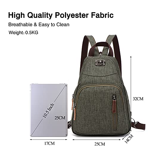 FANDARE Retro Sling Chest Backpack Multipurpose Crossbody Shoulder Bag - color: Armygreen