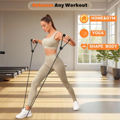 ONIPAX Stepper Resistance Bands with Handles, Strength Training Set | Includes connecting strap for double resistance; pair of handle bands for muscle toning; compact home gym exercise equipment