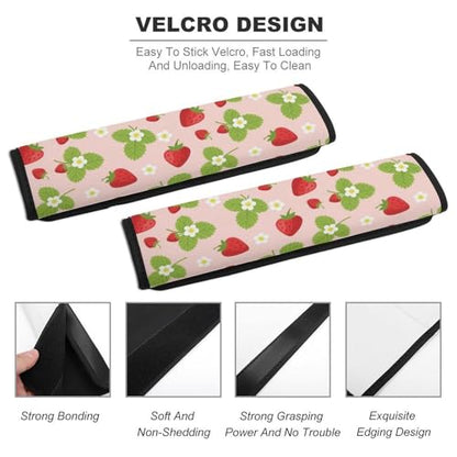 Universal Soft and Comfortable Car Seat Straps Shoulder Pads for Adult Use, Stroller Pushchair High Chair, 2PCS Strawberry Red Pink Fruit Floral Harness Pads Strap - color: Pattern 116