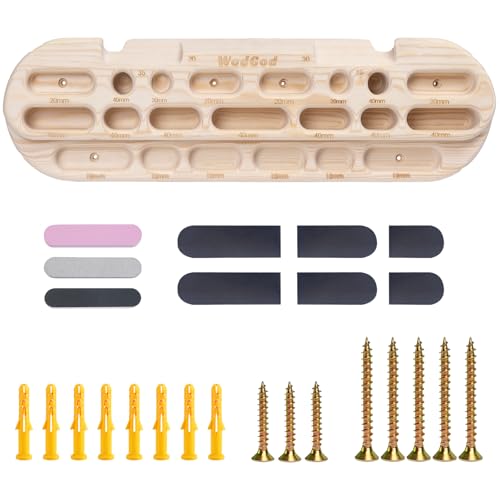 WodGod Climbing Hangboard Rock Climbing Training, Rock Climbing Fingerboard, Wooden Climbing Board Trainer for Strengthen Fingers and Grip, Suitable for Indoor Climbing Training and Pull-ups