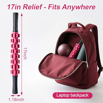Muscle Roller Stick, Muscle Roller, Liposuction Massage Roller for Lymphatic Drainage, Massager Stick for Relief Muscle Soreness, Trigger Points, Help Exercise Runner Legs, Back Recovery - color: Fuscia