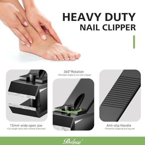 Heavy Duty Straight Blade Nail Clippers for Thick Toenails, Professional Stainless Steel Fingernail Toenail Clippers Trimmers - Thick Wide Jaw Toe Nail Clippings for Seniors, Men & Women (Black) - color: Black