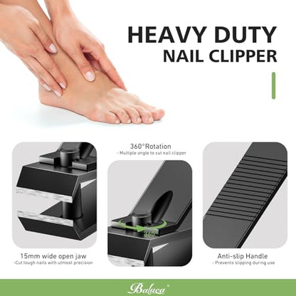 Heavy Duty Straight Blade Nail Clippers for Thick Toenails, Professional Stainless Steel Fingernail Toenail Clippers Trimmers - Thick Wide Jaw Toe Nail Clippings for Seniors, Men & Women (Black) - color: Black