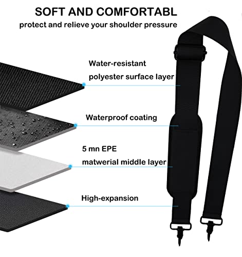 Universal Replacement Laptop Shoulder Strap, Durable 55" Adjustable Comfortable Belt with Metal Hooks for Briefcase, Computer Messenger Bag, Laptop Case Luggage/Duffel/Camera, (Black) - color: Black
