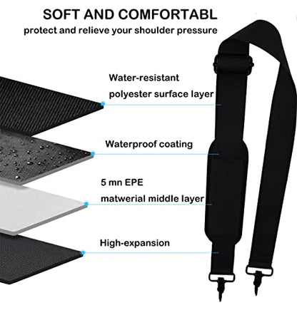 Universal Replacement Laptop Shoulder Strap, Durable 55" Adjustable Comfortable Belt with Metal Hooks for Briefcase, Computer Messenger Bag, Laptop Case Luggage/Duffel/Camera, (Black) - color: Black