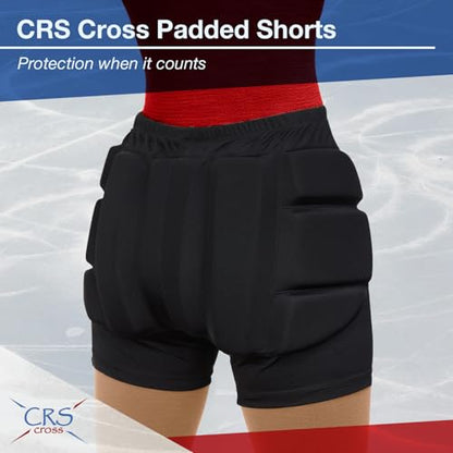CRS Cross Padded Figure Skating Shorts. Crash Pad Pants for Hip / Tailbone | ¾” Padded Shorts for Roller, Inline, Ice Skating, Snowboarding and Skiing. Fall Impact Protection for Butt, Hips & Tailbone - size: Youth Medium