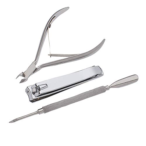 SURGICAL ONLINE Professional Manicure Set, Travel Nail Care Kit, Nail Clippers, Cuticle Nipper, Cuticle Pusher, Nail Cutter Stainless Steel Portable Grooming Kit For Women & Men (Silver) - color: Silver