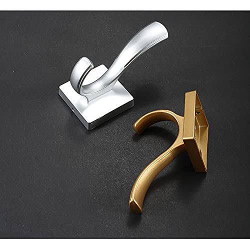 Wall Mounted Coat Rack 5 Pack Coat Hooks Home Simple Wall Hooks Metal Coat Hooks Heavy Duty Wall Hooks for Hanging Coats Scarves Bags Hats Storage Benches (Color : Gold) (Silver)