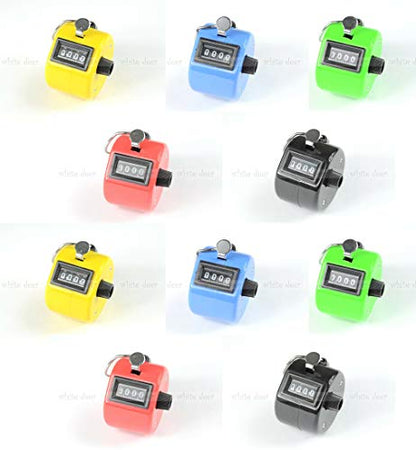White Deer Hand Tally Counter 4 Digit Number Dual Clicker Golf Handy Convenient - color: 10 MIX