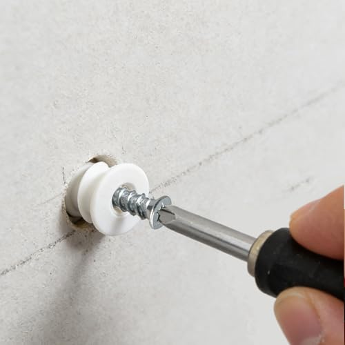 200Pcs Drywall Anchors and Screws Kit, 100Pcs Self-Drilling Plastic Wall Anchors with 100Pcs #8 Phillips Screws & PH2 Bit, Heavy Duty Anchors for Hanging Pictures, Shelves, Home Mounting - size: 1.38 Inch