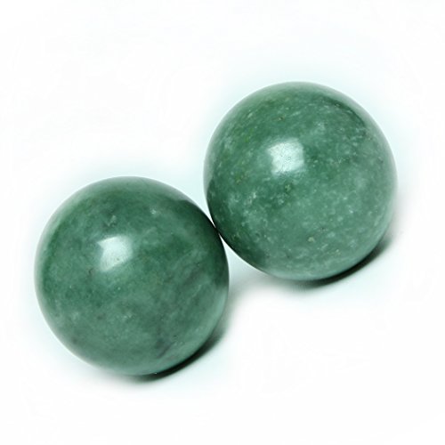BRABUD 1.57in Marble Green Baoding Balls, Hand Exercise Massage Balls | Chinese Health Hand Balls, Stress Relieve, Therapy Balls, for Small Hands, with Box - size: 1.57 Inch (Pack of 2)