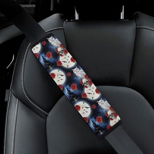 Universal Soft and Comfortable Seat Belt Cover for Adult Use, Stroller Pushchair High Chair, 2 Pack Goth Gothic Owl Owls Shoulder Harness Cover - color: Pattern 1173