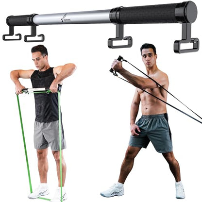 Pull Up Bar for Doorway: Sportneer Strength Training Pull-up Bars without Screw with Resistance Band Bar, Sportneer Detachable Workout Exercise Bar Handles for All Kinds Resistance Bands