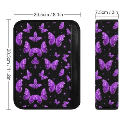 2 Pack Universal Fit Car Seat Belt Pad for Adult Use, All Vehicles, Beautiful Purple Butterflies Butterfly Seat Belt Covers Cushion, Anti-Slip Pad - color: Pattern 1043