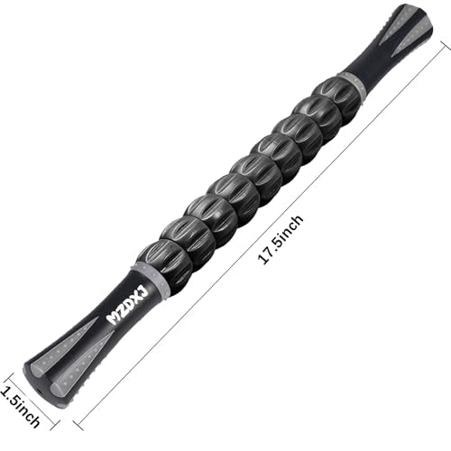 Muscle Roller Massage Roller Stick- Deep Tissue Fascia Blaster for Myofascial Pain Relief, Lymphatic Drainage & Body Sculpting, Handheld Physical Therapy & Recovery Tool (Gray black-18 inch) - color: Grey Black