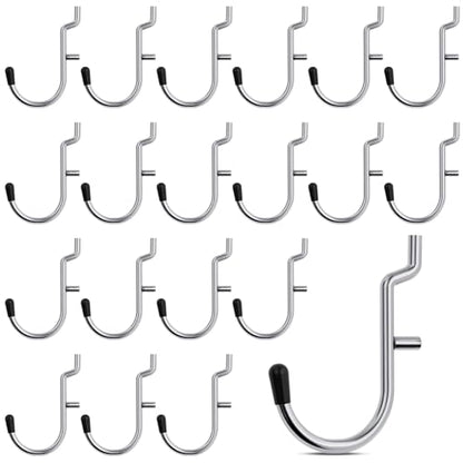 INCLY 100PCS 1/4 Inch Pegboard J Hooks with Peg Locks & Rubber Tipped | Heavy Duty, Peg Board Hooks Accessories,Peg Board Tool Hangers,Fit 1/4" Pegboard for Wall Hanging Tools or Display Jewelry
