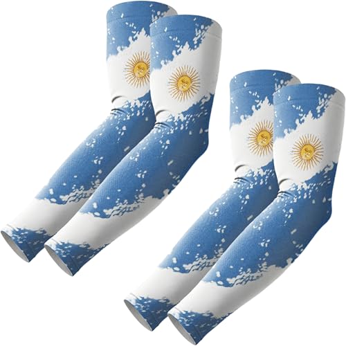 ROXUN Arm Sleeves Cooling UV Sun Protection Sport Compression for Men Women | UPF50,Seamless cover arms,Tattoo-covering,Lightweight & breathable,daily wear,Outdoor work,Basketball Baseball,Mangas - color: 2 Pairs Argentina Flag