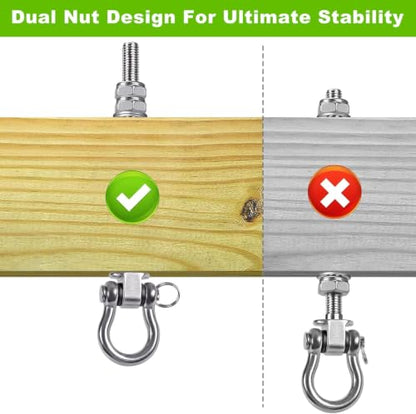 SELEWARE Heavy Duty Swing Hangers with Silent Bearings, 1500LB Capacity Stainless Steel Swing Hardware Kit (2 Pack), M10 x 6 4/5" Bolts for Wood/Steel Beams, Porch Swings, Yoga Hammocks, Gym Rings - color: U (6 4/5 inch, 2 Pack)