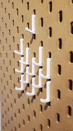 'Just Hanging' Pegboard Hook Packs, Compatible with IKEA SKADIS Pegboard, Display Hook SKADIS Accessory (Glossy White, 12pk, LV-Hook) - color: Glossy White, size: 12pk, LV-Hook