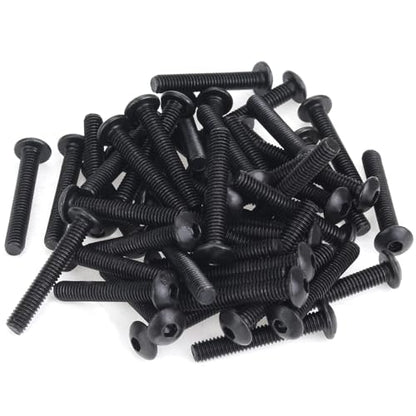 55 Pieces M4 x 25mm Button Head Socket Cap Screws, Thread Pitch 0.7mm, Sutemribor M4 Black Screws, 10.9 Grade Alloy Steel, Black Oxide Finish, Fully Threaded - size: M4 x 25mm, style: Button Head
