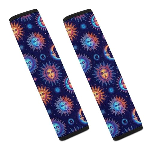 Universal Soft and Comfortable Sun Moon Celestial Cosmic Seat Belt Shoulder Pad for Girls and Boys, Most Cars, 2 Pack Seat Belt Covers Cushion Shock Absorption - color: Pattern 135