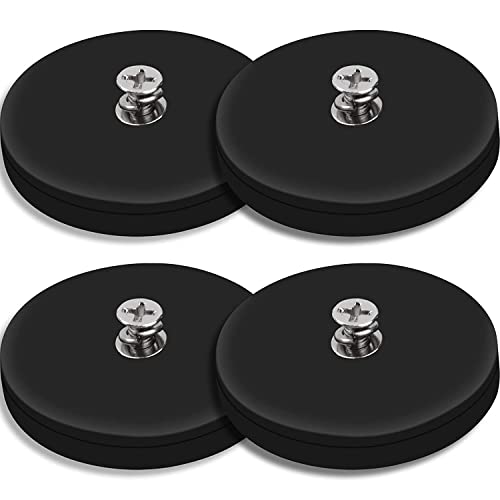MAGXCENE 4 Pack Neodymium Rubber Coated Mounting Magnets, 65LBS, Black, Round, M6 Threaded, Stud Magnet, Waterproof, Scratch Safe, Outdoor - size: 2.59x0.31in M6-4pack