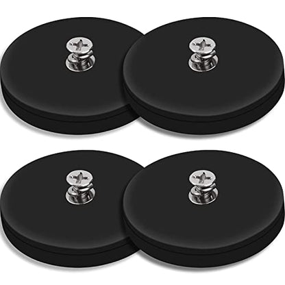 MAGXCENE 4 Pack Neodymium Rubber Coated Mounting Magnets, 65LBS, Black, Round, M6 Threaded, Stud Magnet, Waterproof, Scratch Safe, Outdoor - size: 2.59x0.31in M6-4pack