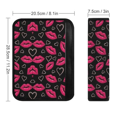 2 Piece Soft Padded Car Seat Belt Pad for Elderly Support, Stroller Pushchair High Chair, Pink Lips Kisses Shoulder Harness Cover, Shock Absorption - color: Pattern 632