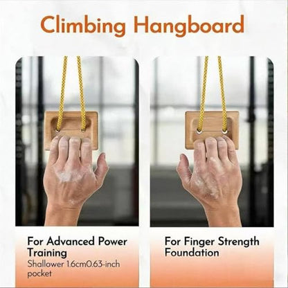 Portable Climbing Hangboard Finger & Forearm Grip Strength Training | Wooden Climbing Fingerboard for Rock Climbers Home Gym Indoor Doorway Wall Outdoor Bouldering Pull Up Workout