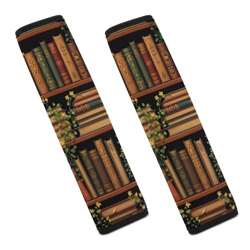 Breathable Book Bookish Club Librarian Seat Belt Cover for Elderly Support, All Vehicles, 2 Pack Automotive Seat Belt Protector Comfortable Driving - color: Pattern 1023