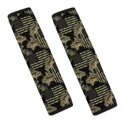 Soft Padded Car Seat Belt Pad for Elderly Support, Stroller Pushchair High Chair, 2 Pack Fish Camo Flag Shoulder Harness Cover Anti-Slip Pad - color: Pattern 527