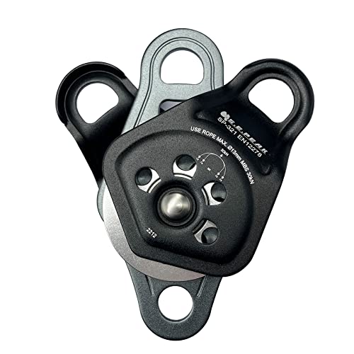 30kN Upgraded Rescue Double Pulley Sheave with Swing Plate,CE High Strength Pulley for Backyard Zipline, Climbing, Rock Rescue Lifting, Hauling, Fit Rope up to 13 mm/Holds Up to 6750lbs,Black - color: Black