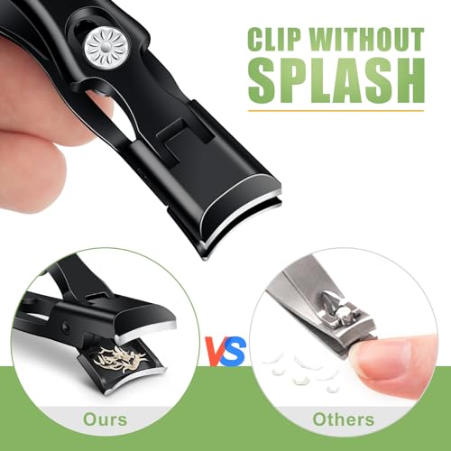 German Nail Clippers for Men Thick Nails, Heavy Duty Toenail Clippers for Seniors with Catcher, Portable Ultra Sharp Fingernail Clipper for Women with Large Wide Jaw Opening