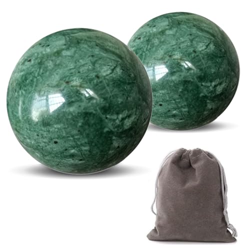 Traditional Chinese Baoding Balls, Marble Health Exercise Stress Relief Balls, Dark Green, 2-Piece Set (Dark Green, Small-1.38") - color: Dark Green, size: Small-1.38"