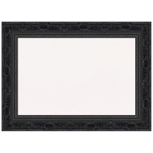 Amanti Art White Cork Board for Wall, 16x22 Vision Board with Black Frame, Small Corkboard Office Decor for Home Organization, Traditional Corkboard Pinboard to Display Items for Home Organization - color: Filigree Gloss Black, size: 22" x 16"
