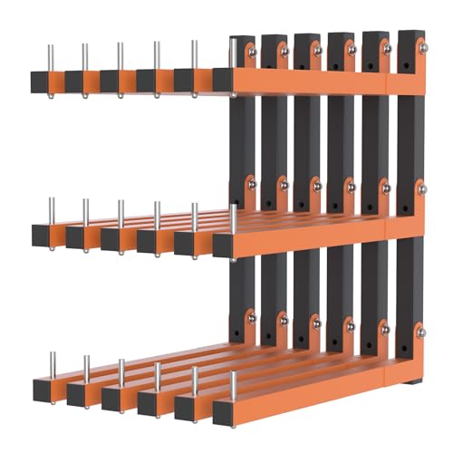 Lumber Rack Wall Mount, Lumber Storage Rack, Heavy Duty Wood Storage Racks with 9-Level System, 1080 lb Substantial Garage Wood Organizer, Orange Lumber Metal Racks for Indoor and Outdoor (6 PACK) - style: A– 6 Pack, 9-Tier