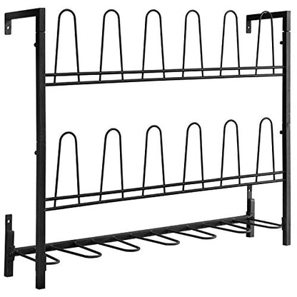 MyGift Premium Black Metal Hanging Wall Shoe Rack for Walk in Closet, Mudroom and Entryway, Wall Mounted Space Saving Boot and Shoe Rack Organizer, Holds 9 Pairs - color: Black (3 Tier, 18 Pairs)