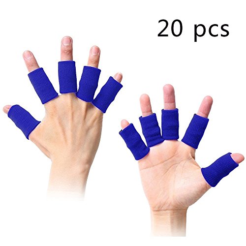 10PCS Stretchy Finger Protector Sleeve, Support Arthritis Sports Aid(Blue) - color: Blue