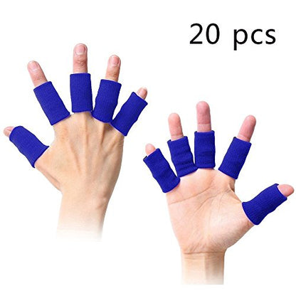 10PCS Stretchy Finger Protector Sleeve, Support Arthritis Sports Aid(Blue) - color: Blue